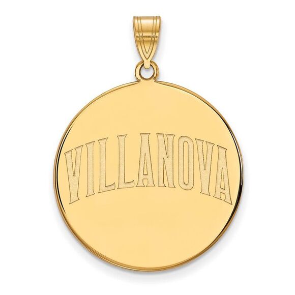 10k Yellow Gold Villanova U. XL Script Disc Pendant - Picture 1 of 3